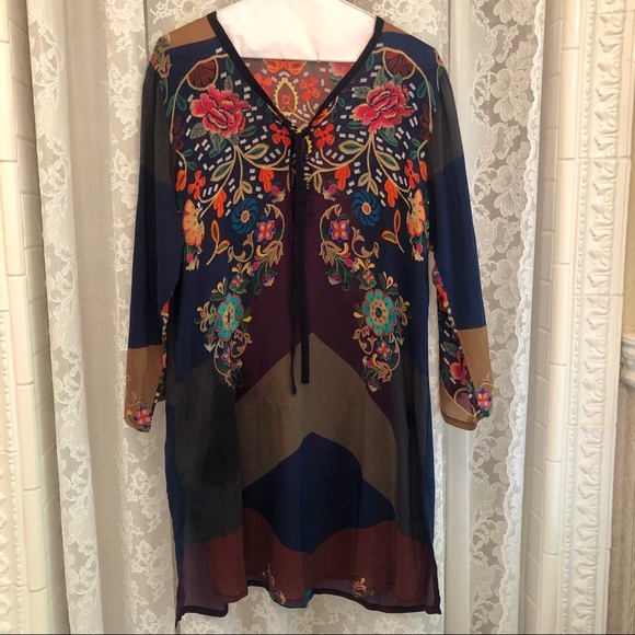 JOHNNY WAS * NWOT Gorgeous Floral Patterned Dress - Picture 2 of 9